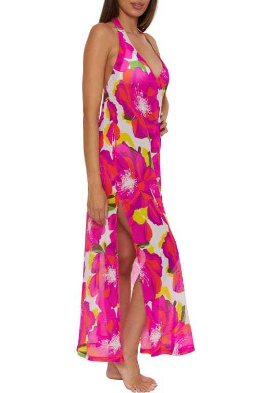 Trina Turk Bloom Semisheer Mesh Cover-up Maxi Dress In Pink Multi