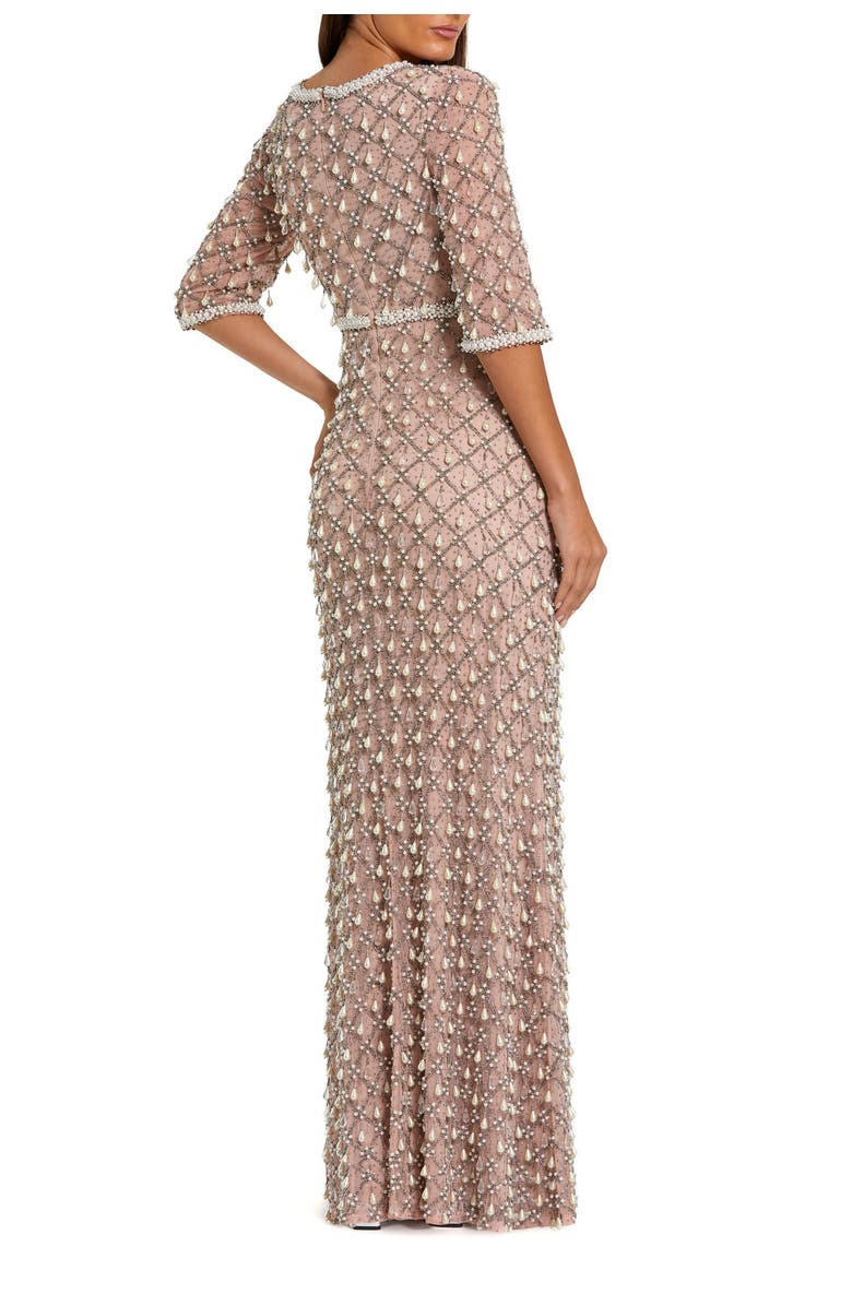 Mac Duggal Women's Pearl & Crystal Embellished Evening Gown, Alternate, color, Light Rose
