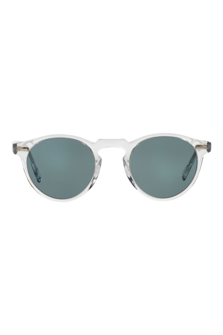 Gregory Peck Phantos 50mm Round Sunglasses, Main, color, CRYSTAL / INDIGO PHOTOCHROMIC