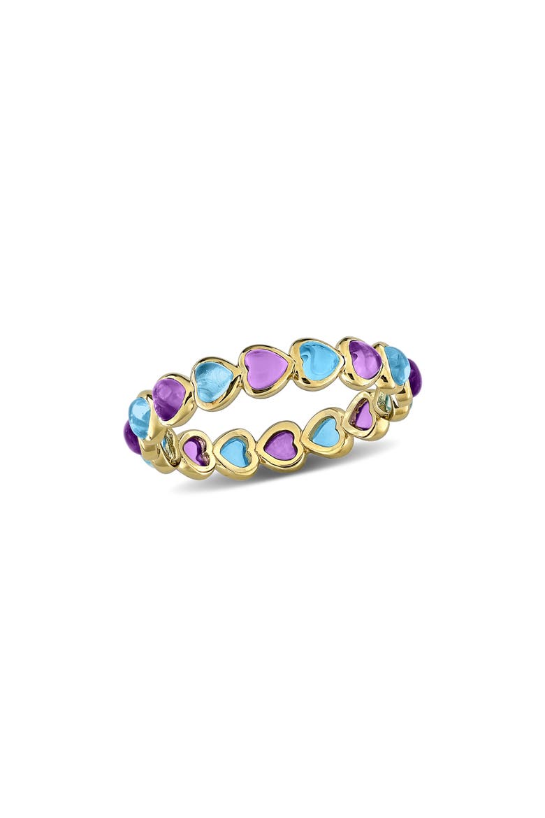 Blue Topaz & African Amethyst Heart Eternity Band Ring, Main, color, PURPLE MULTI