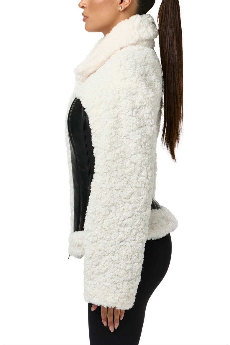 High Pile Fleece Jacket, Alternate, color, BLACK / WHITE