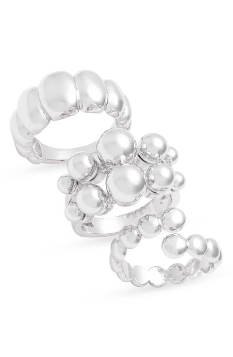 Set of 3 Orb Textured Rings