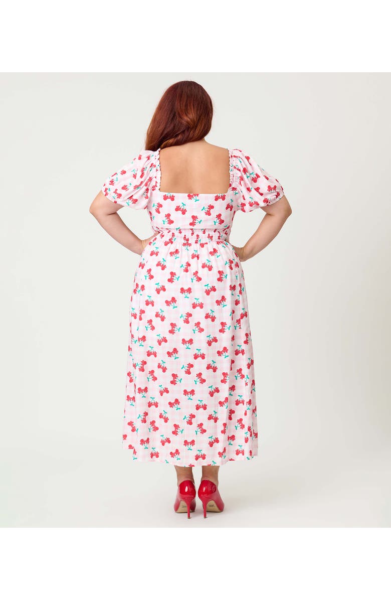 Unique Vintage Plus Size Sweetheart Midi Dress, Alternate, color, Pink Gingham W/Cherries