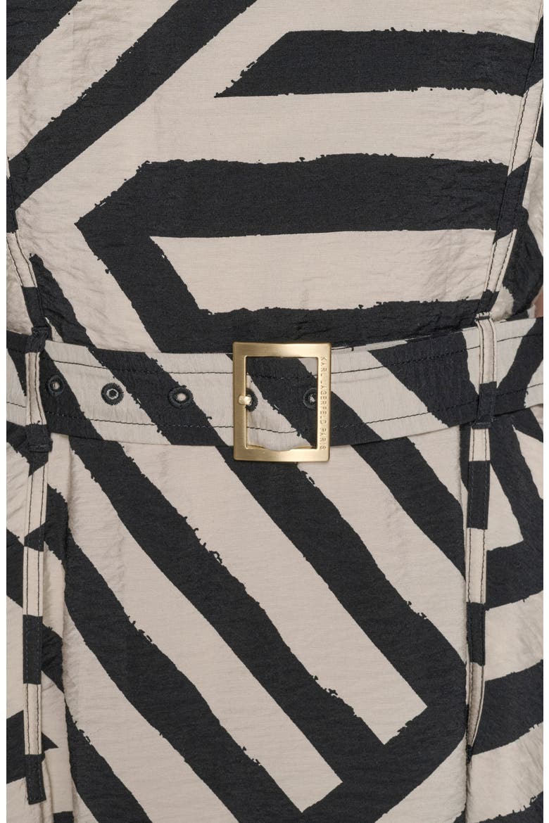 Crinkle Stripe Midi Dress, Alternate, color, OYSTER GRAY/ BLACK COMBO