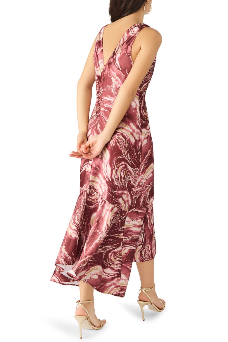 Cade Marbleized Print Satin High-Low Dress, Alternate, color, ROSE QUARTZ