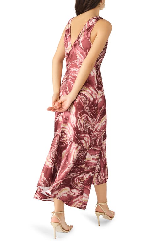 Steve Madden Cade Marbleized Print Satin High-low Dress In Multi