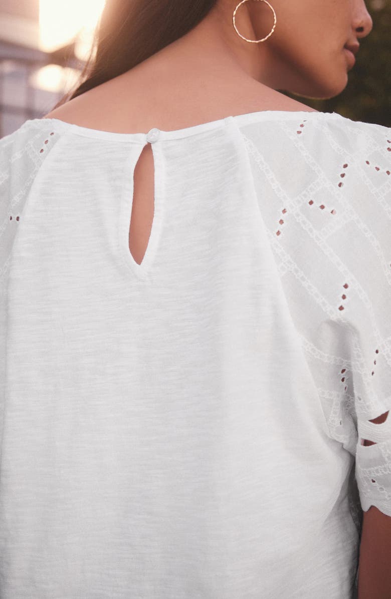 NEXT Broderie Boho Short Sleeve Rickrack Cotton Top, Alternate, color,