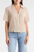 Current/Elliott Short Sleeve Crop Button-Up Shirt