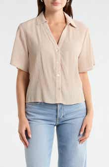 Current/Elliott Short Sleeve Crop Button-Up Shirt