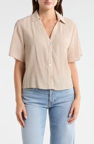 Current/Elliott Short Sleeve Crop Button-Up Shirt