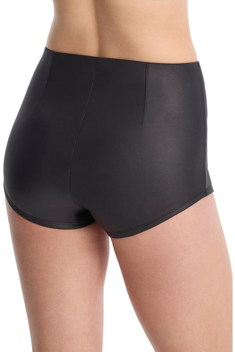 Late Night Faux Leather Hot Pants, Alternate, color, Black