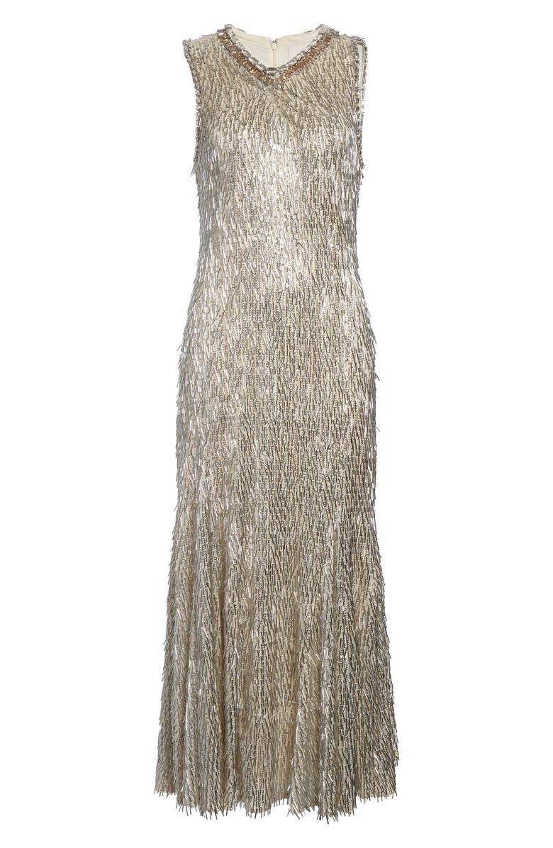 Cinq à Sept Izara Sequin Beaded Dress, Alternate, color, Silver