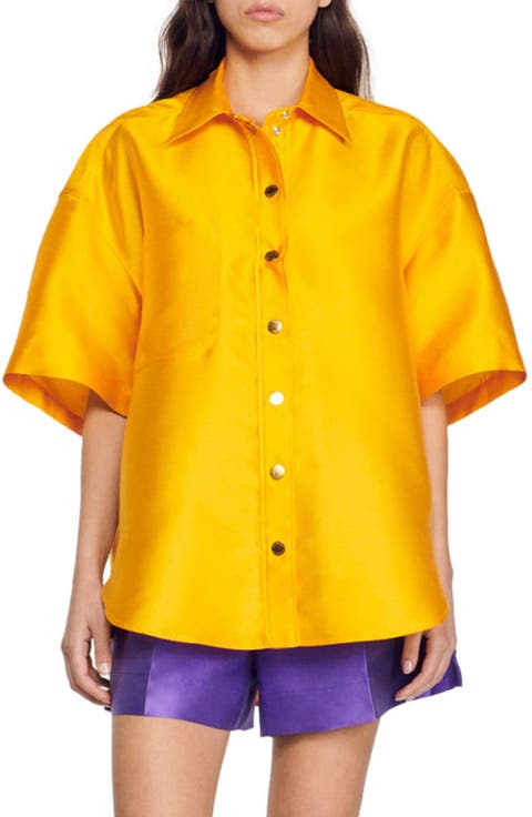 June Short Sleeve Satin Shirt