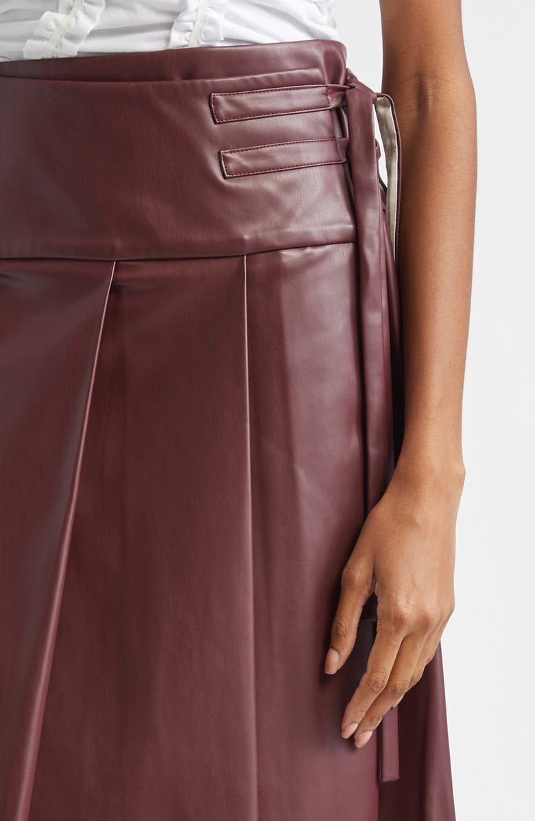 renaissance renaissance Linda Pleated Faux Leather Midi Skirt, Alternate, color, Deep Red