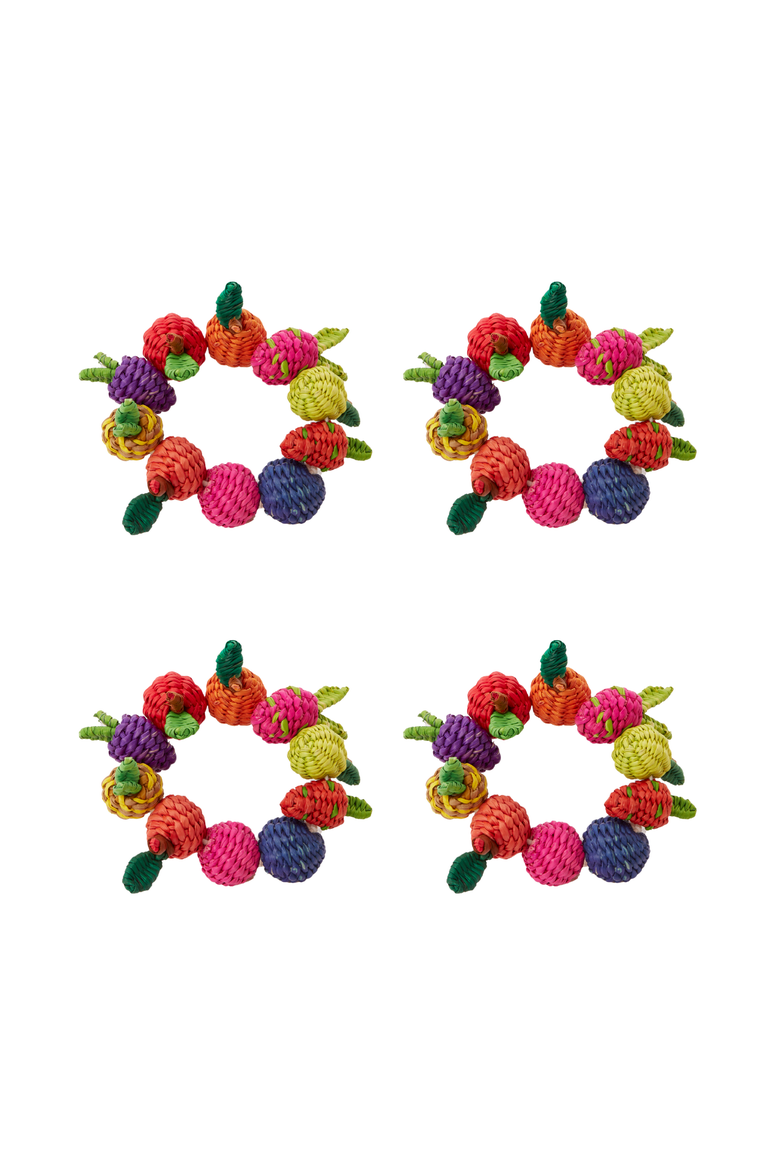 Multi Fruit Napkin Ring - Set of 4, Main, color, Multi Color