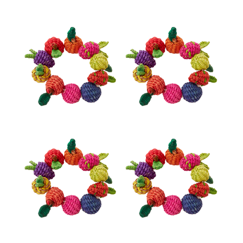 Multi Fruit Napkin Ring - Set of 4