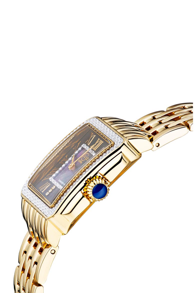Padova Diamond Swiss Quartz Rectangle Bracelet Watch, 30mm - 0.014ct., Alternate, color, GOLD