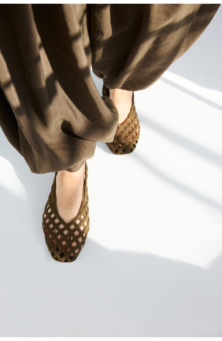 H&M Braided-look Ballet Flats, Alternate, color, Dark Khaki Green