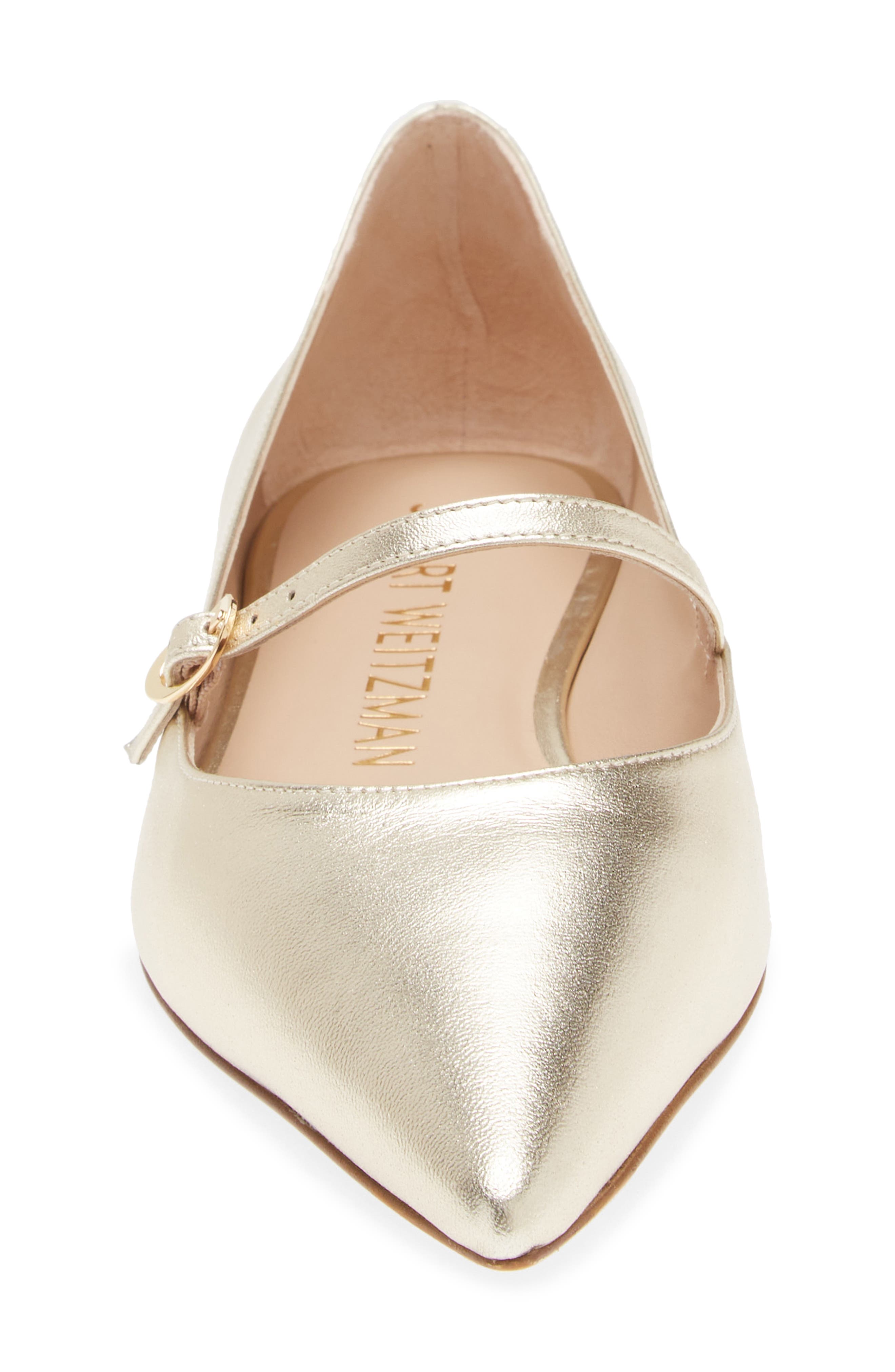 Stuart Weitzman Emilia Mary Jane Flat, Alternate, color, Light Gold
