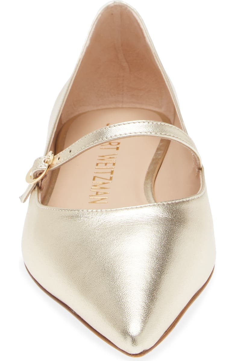 Stuart Weitzman Emilia Mary Jane Flat, Alternate, color, Light Gold
