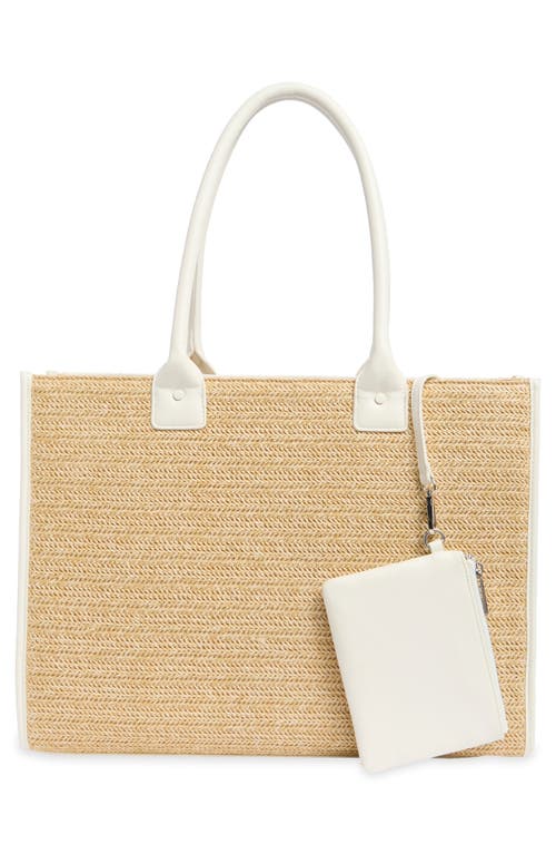 Bcbg Straw Tote Bag In Natural/white