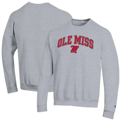 Men's Champion  Heather Gray Ole Miss Rebels Arch Over Logo Pullover Sweatshirt