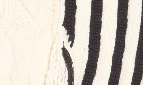 Mother The Jumper Colorblock Cable Stitch Fringe Sweater