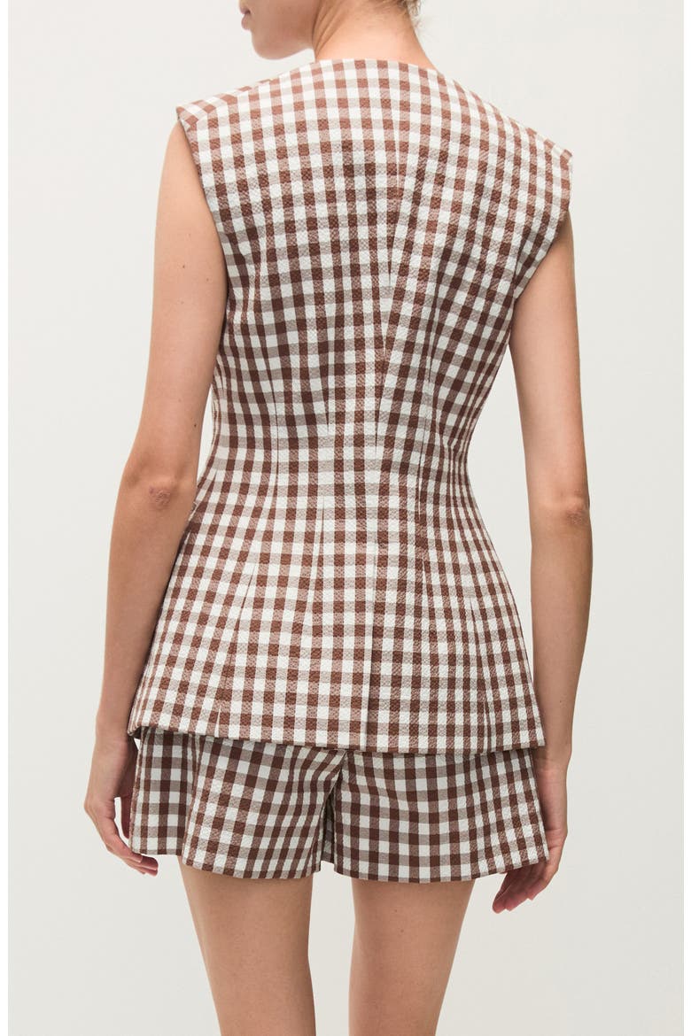Lois Gingham Seersucker Cutaway Vest, Alternate, color, LIGHT CHICKORY DOVE
