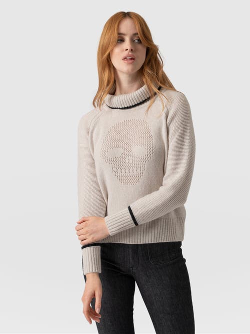 Saint + Sofia Blake Cashmere Skull Sweater In Gray