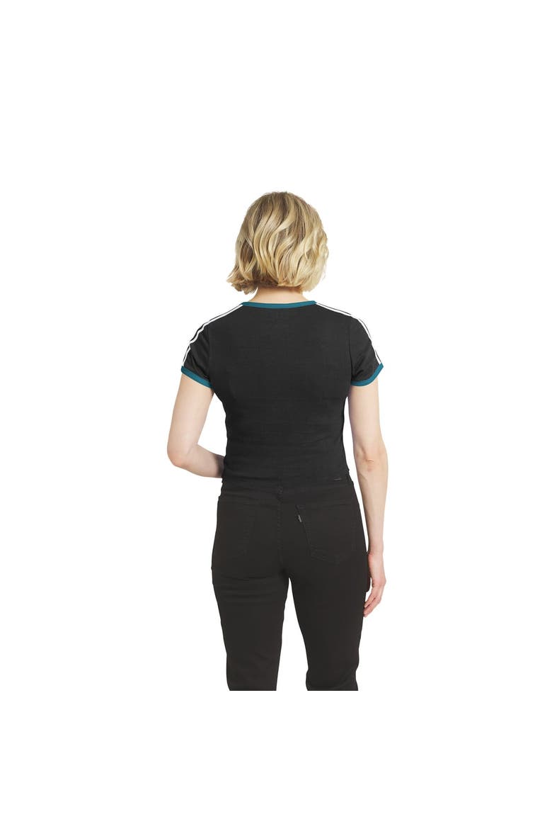 Women's WEAR by Erin Andrews  Black Jacksonville Jaguars Cropped Throwback Ringer Baby T-Shirt, Alternate, color, Black