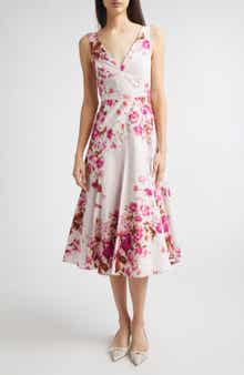 Floral Print Heavyweight Organic Cotton Poplin Fit & Flare Dress
