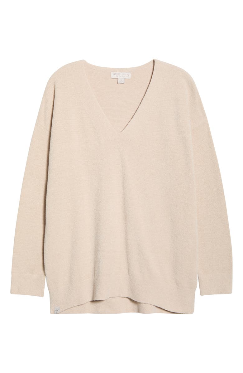 Barefoot Dreams<sup>®</sup> High-Low Hem V-Neck Pajama Pullover Sweater, Alternate, color, Stone