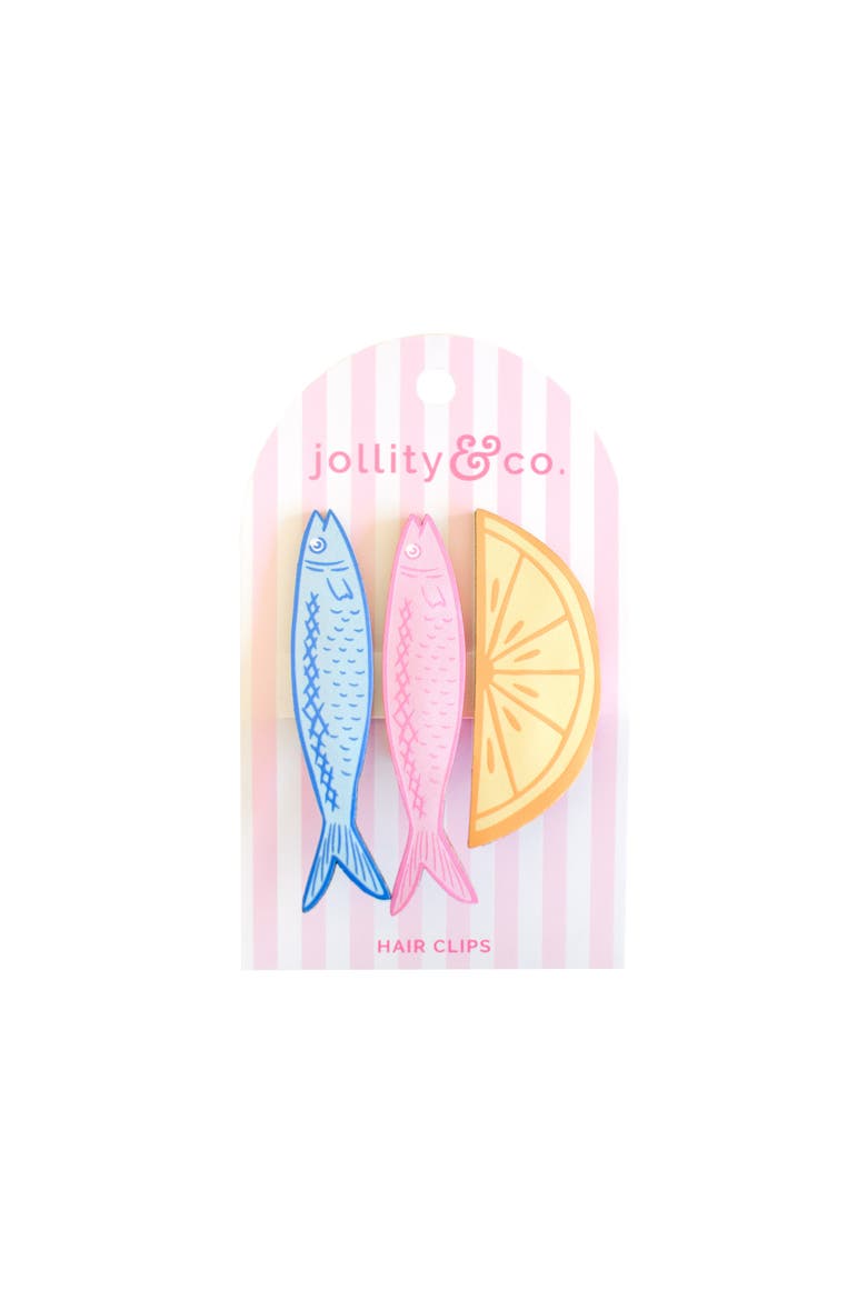 Lemon and Sardines Vegan Leather Hair Clip Set, Main, color, Assorted Pre-Pack