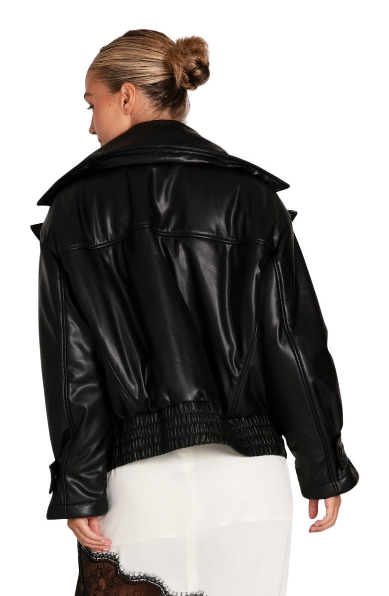 Belle & Bloom Love Drunk Leather Bomber, Alternate, color, Black