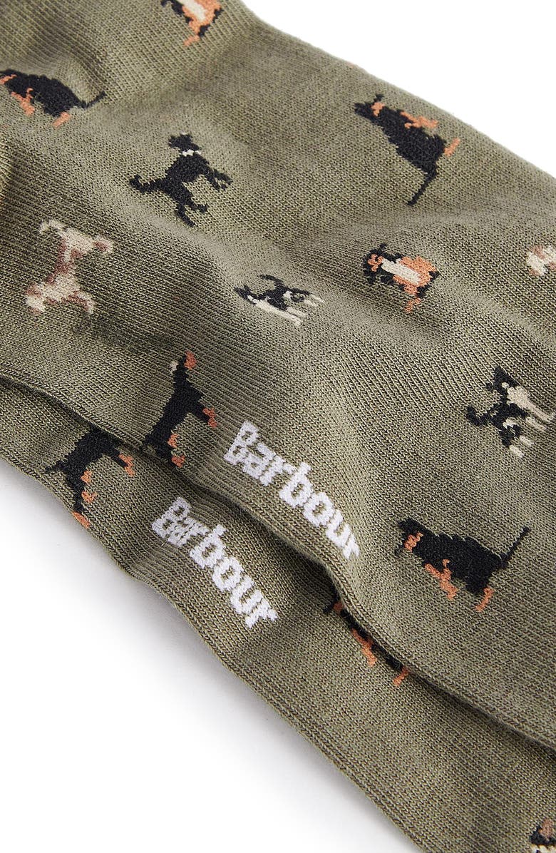 Barbour Mavin Dog Cotton Blend Crew Socks, Alternate, color, Mid Olive/ Dog