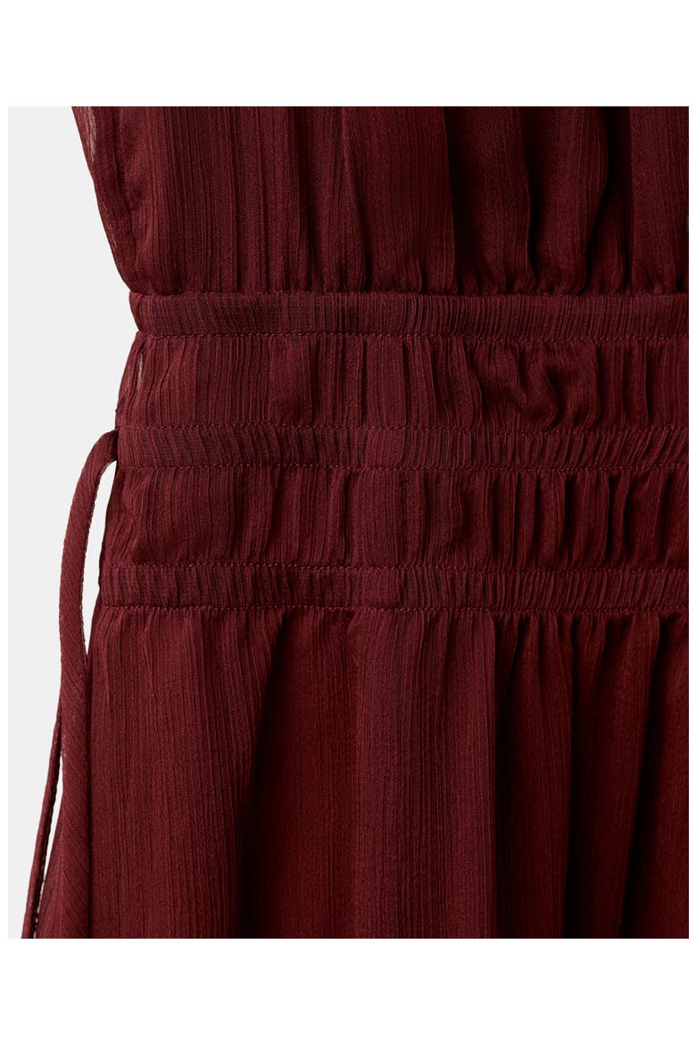 Sleeveless Gathered Waist Dress, Alternate, color, BURGUNDY