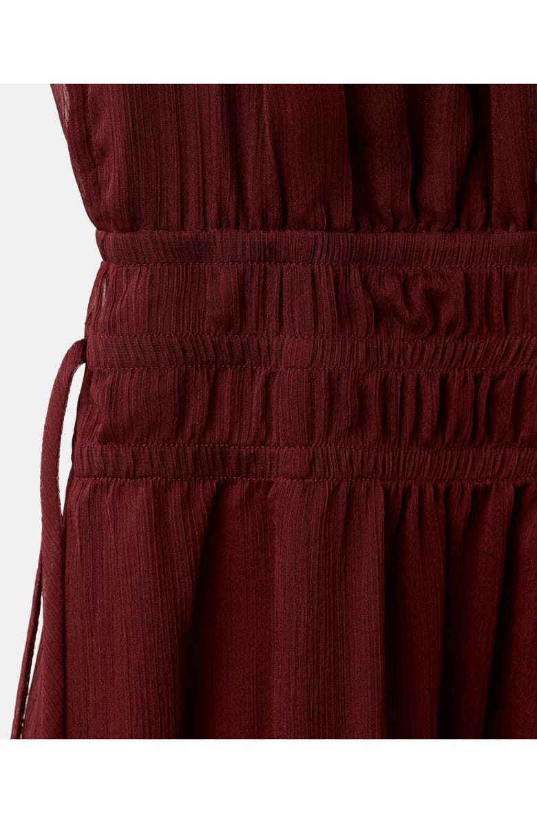 MANGO Sleeveless Gathered Waist Dress, Alternate, color, Burgundy