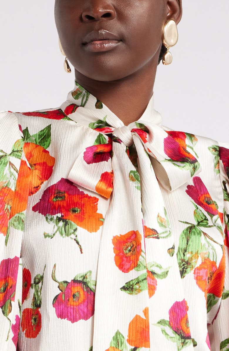 Nordstrom x Harlem's Fashion Row Harbison Romantic Floral Tie Neck Top, Alternate, color, 