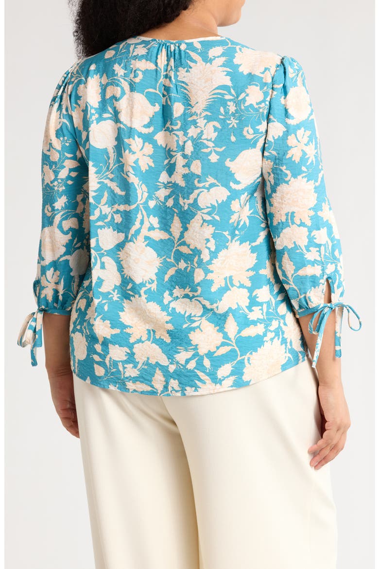 Floral Balloon Sleeve Top, Alternate, color, BLUE
