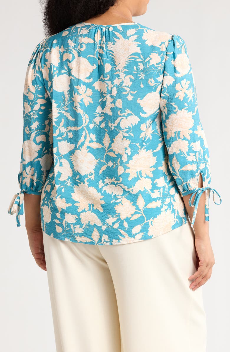 Renee C Floral Balloon Sleeve Top, Alternate, color, Blue