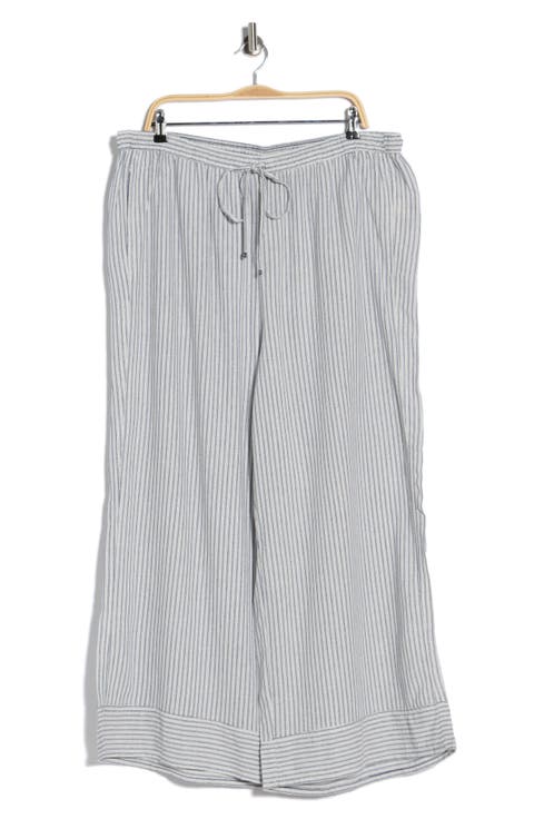 Stripe Pull-On Wide Leg Pants (Plus)
