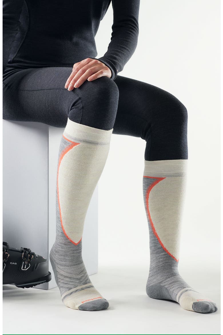 Ski Targeted Cushioned Merino Wool Blend Knee High Socks, Alternate, color, LIGHT GRAY