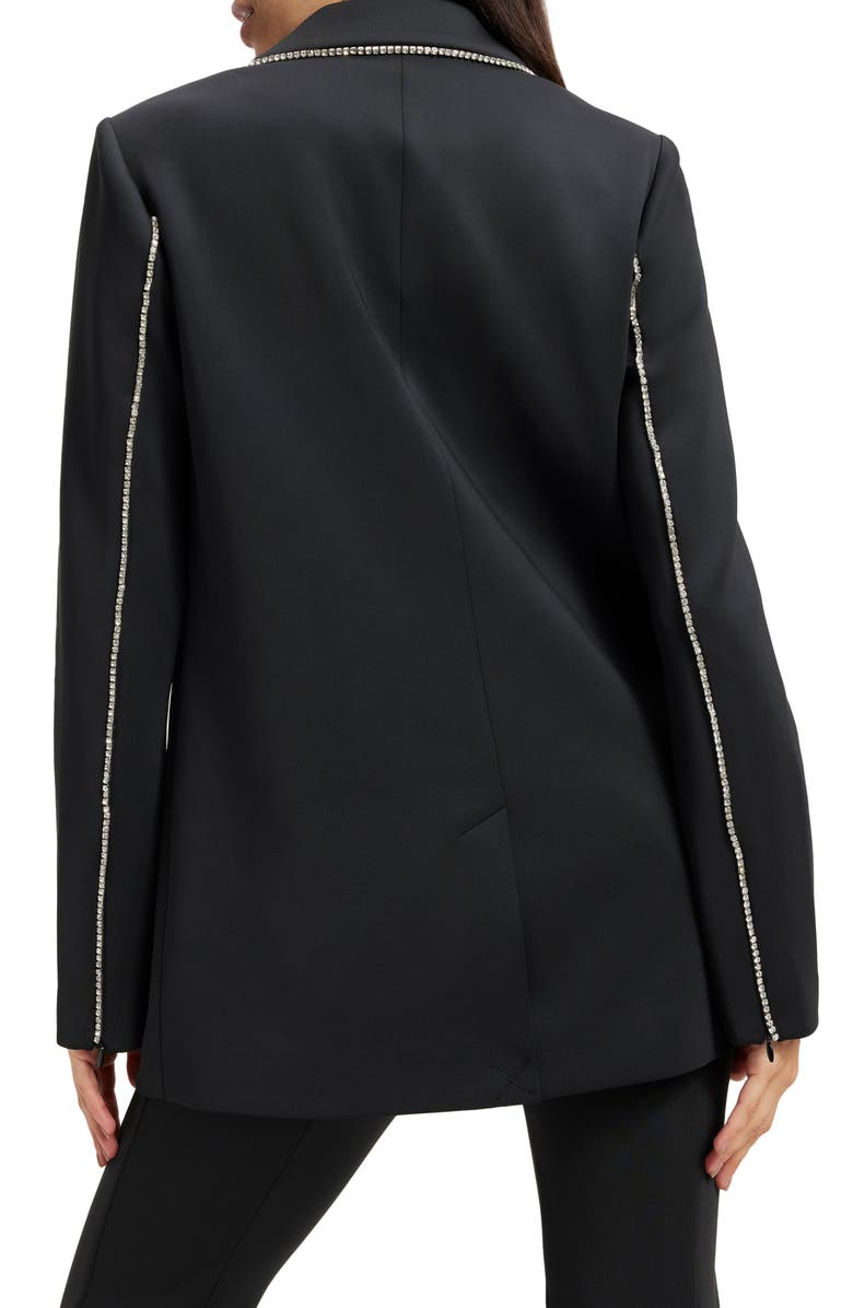 Good American Crystal Embellished Double Breasted Scuba Blazer, Alternate, color, Black001