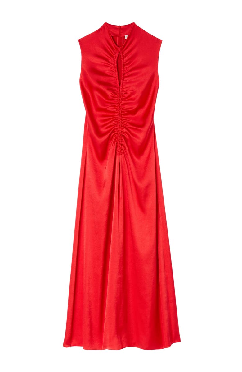 SANDRO Draped satin-effect dress, Alternate, color, Red
