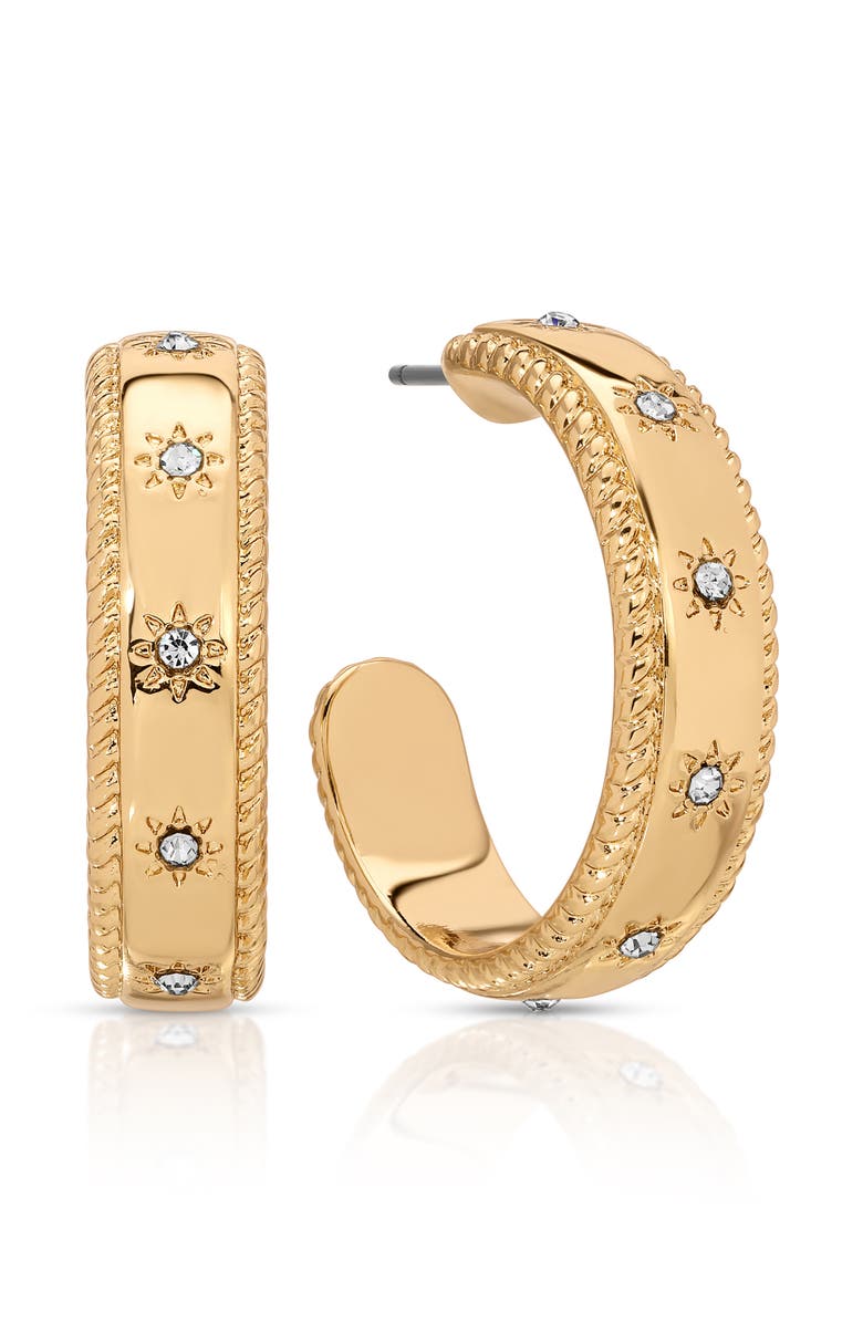 Ettika Celestial Stud Hoop Earrings, Main, color, Gold