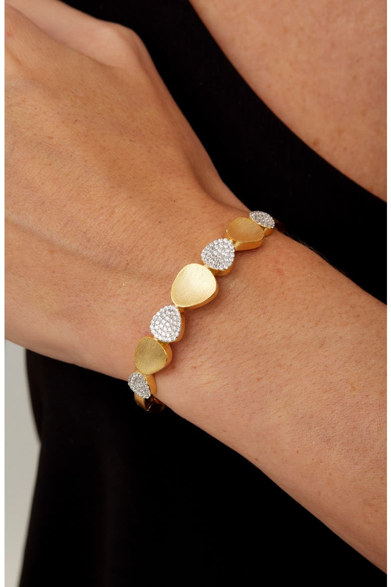Pavé and Gold Cuff Bracelet, Alternate, color, GOLD