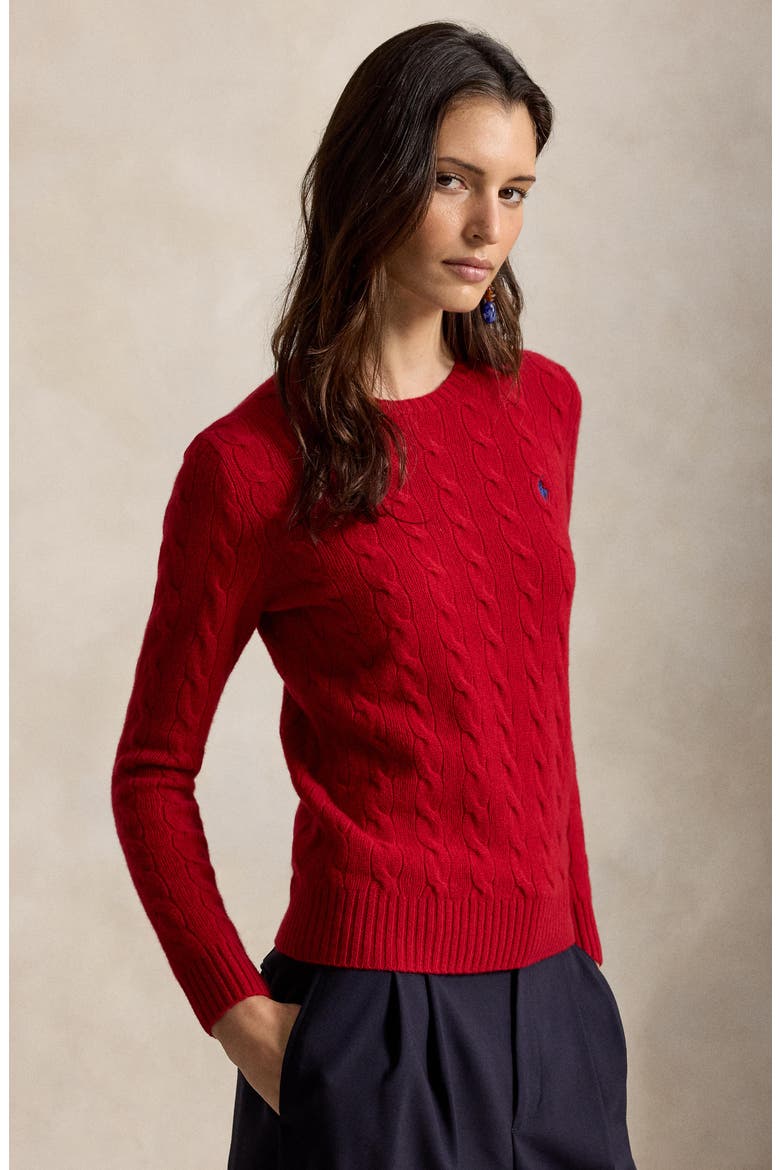 Cable Knit Wool & Cashmere Sweater, Alternate, color, UNVRSTY RD