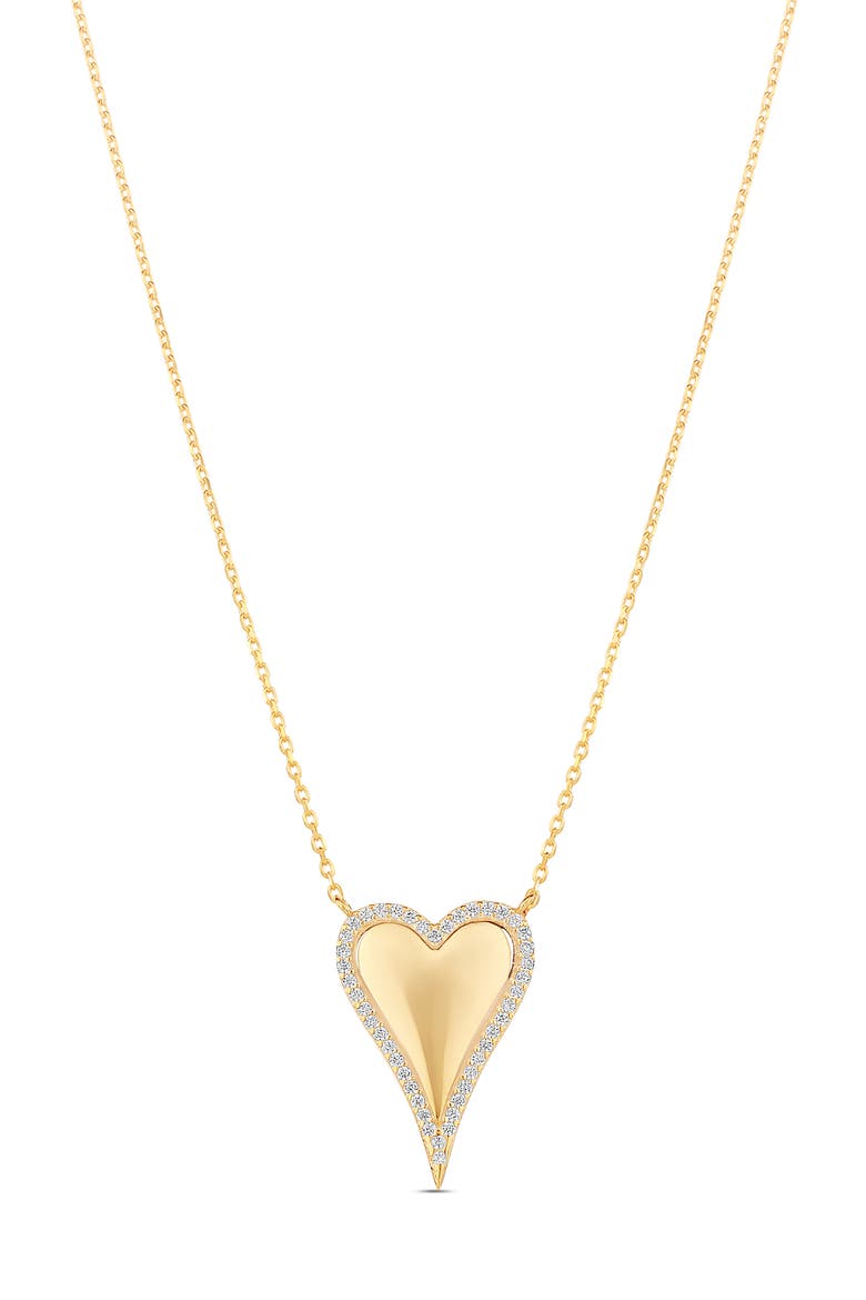 Cubic Zirconia Pavé Heart Pendant Necklace, Main, color, GOLD
