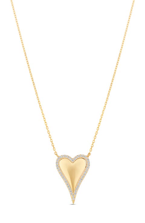 Cubic Zirconia Pavé Heart Pendant Necklace