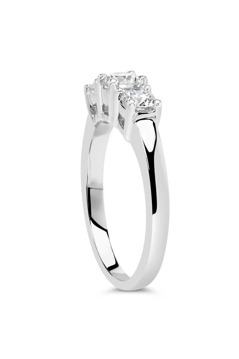 14K White Gold  3/4 Cttw Lab Grown Diamond 3 Stone Ring Band, Alternate, color, White